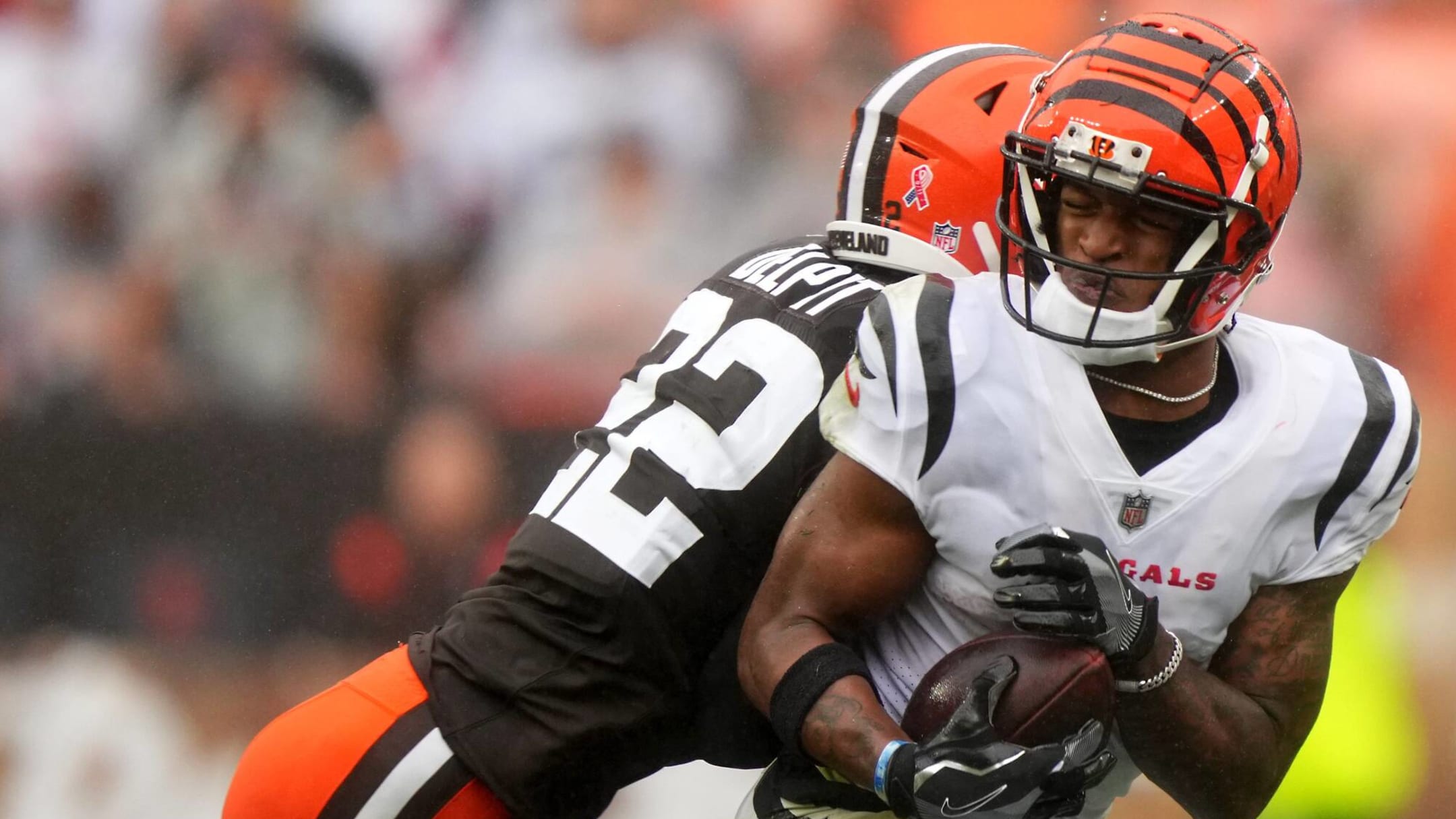 Myles Garrett reacts to #Bengals Ja'Marr Chase saying he almost called the  #Browns the elves 