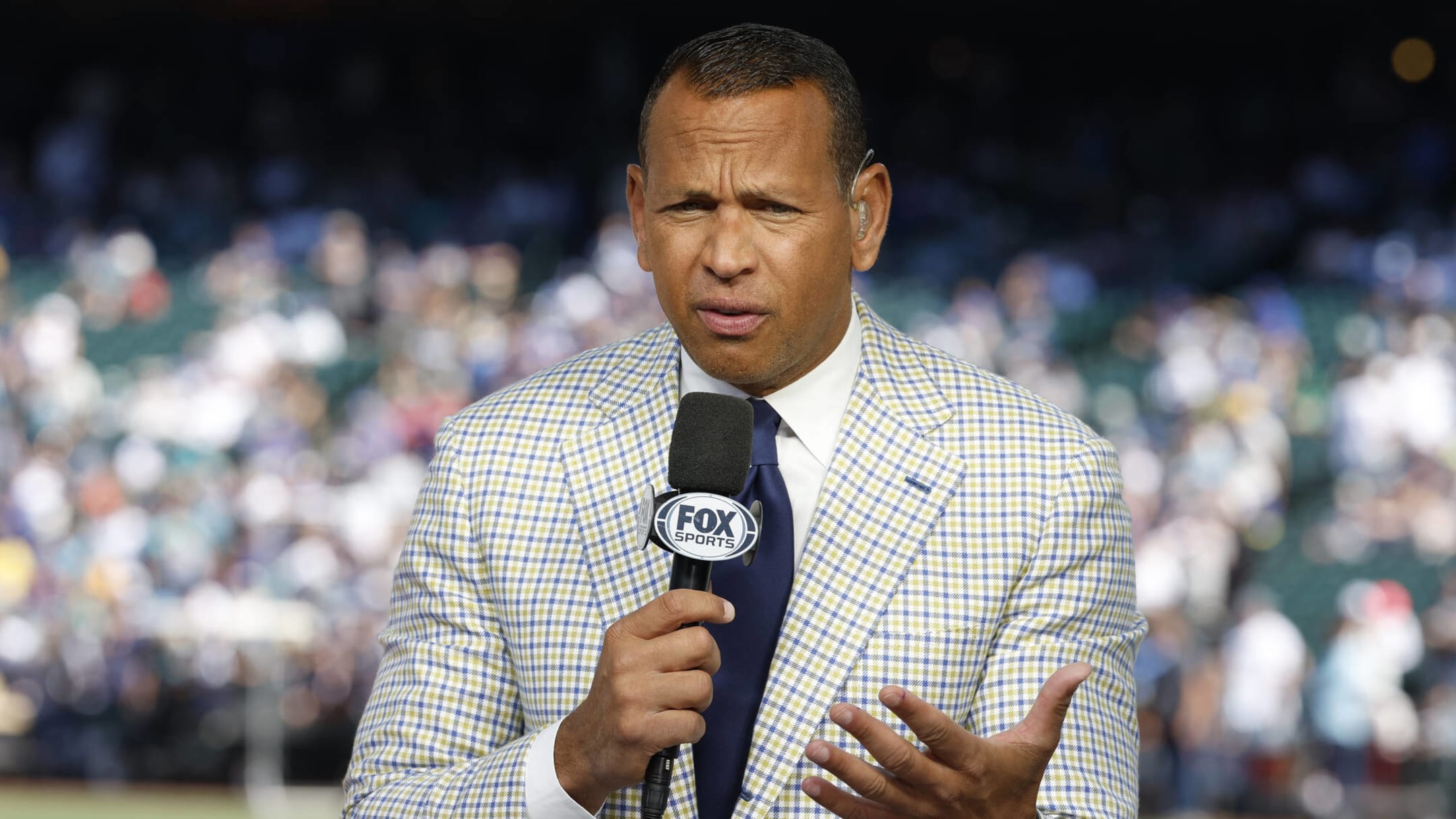 Alex Rodriguez preparing to field questions