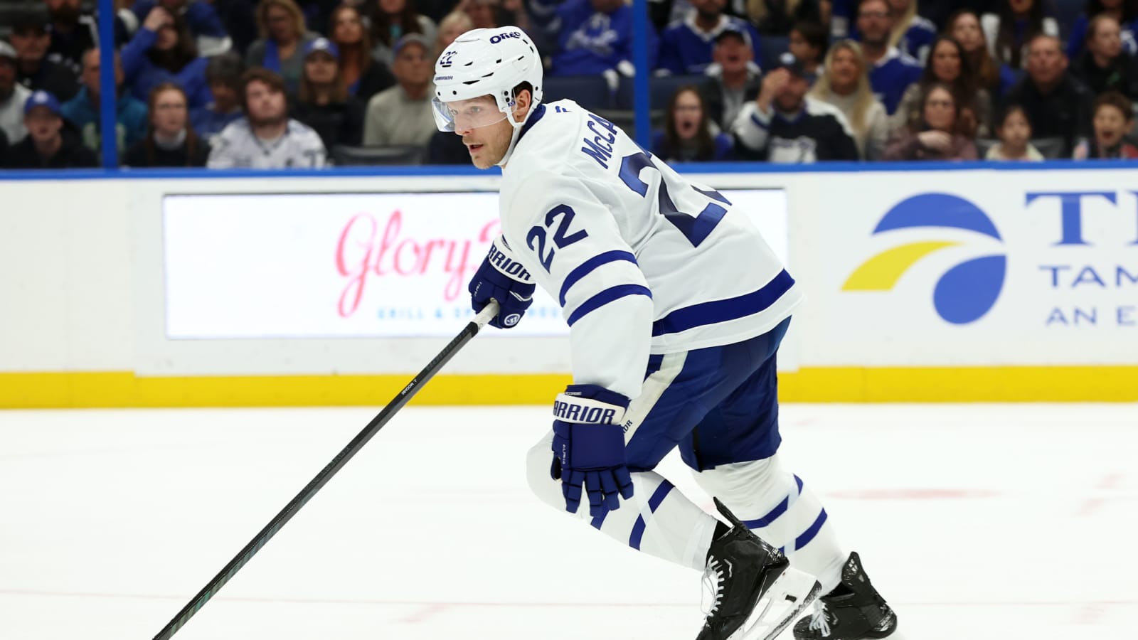 Watch: Maple Leafs star Jake McCabe hilariously drags teammate Auston Matthews towards bench after forward losses skate blade