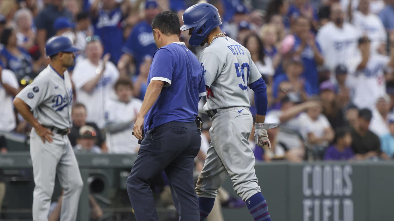 Mookie Betts leaves game vs. Rockies due to hip injury