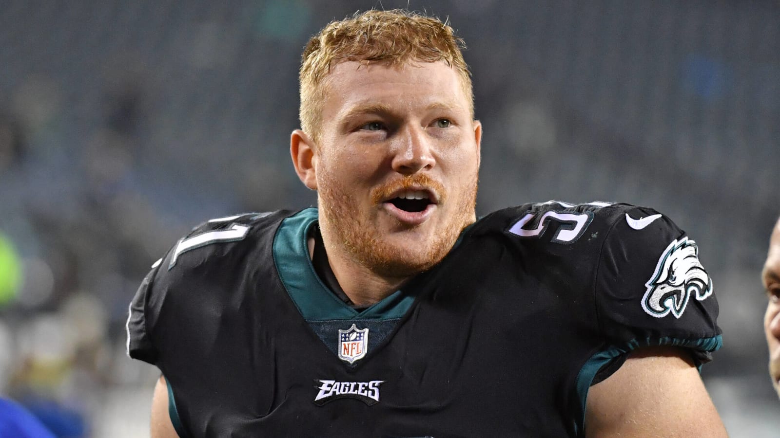 Cam Jurgens reacts to taking over Jason Kelce&#39;s locker