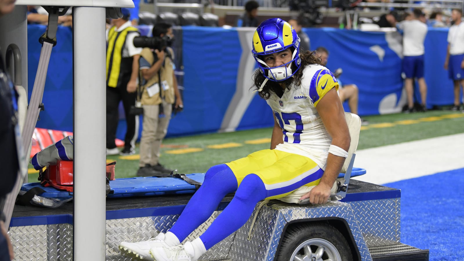 Rams' Nacua carted off the field after suffering knee injury