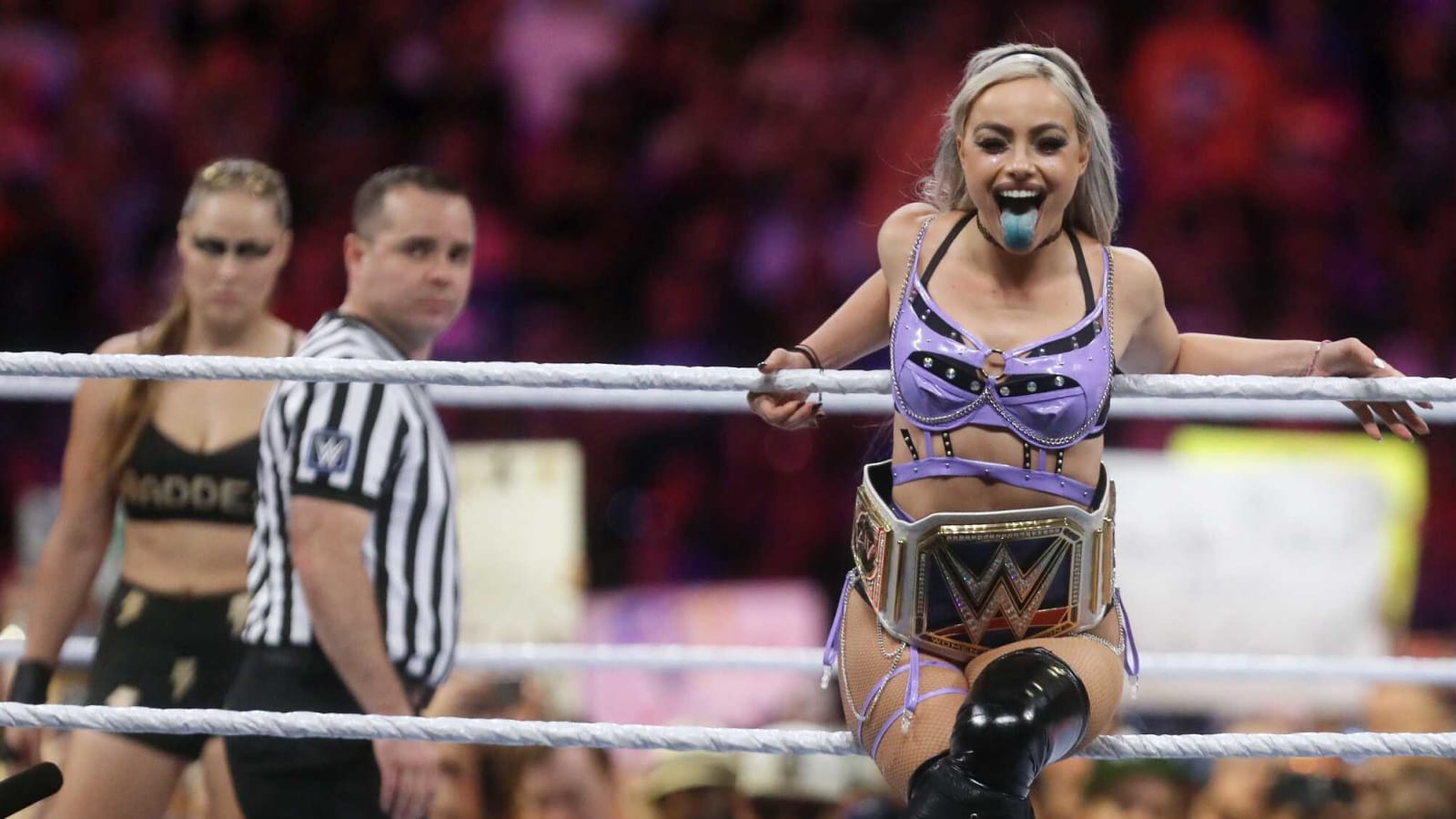 Liv Morgan reacts to video of Dominik Mysterio showing off matching tattoos with Rhea Ripley moments before his betrayal at SummerSlam 