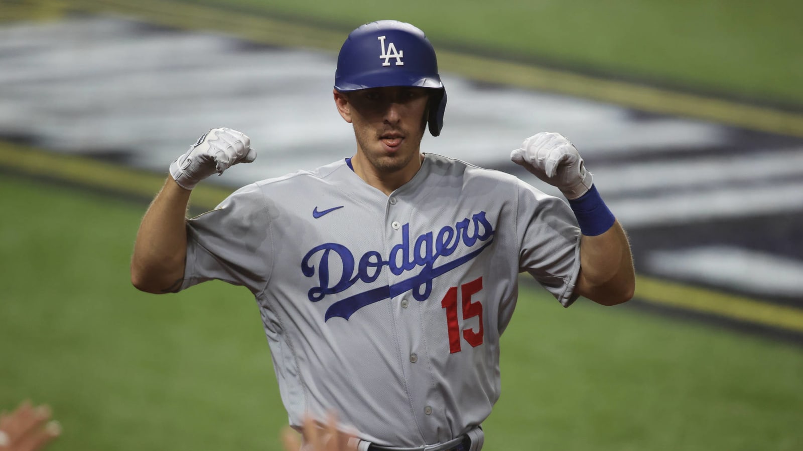 Austin Barnes pockets ball after Dodgers win World Series