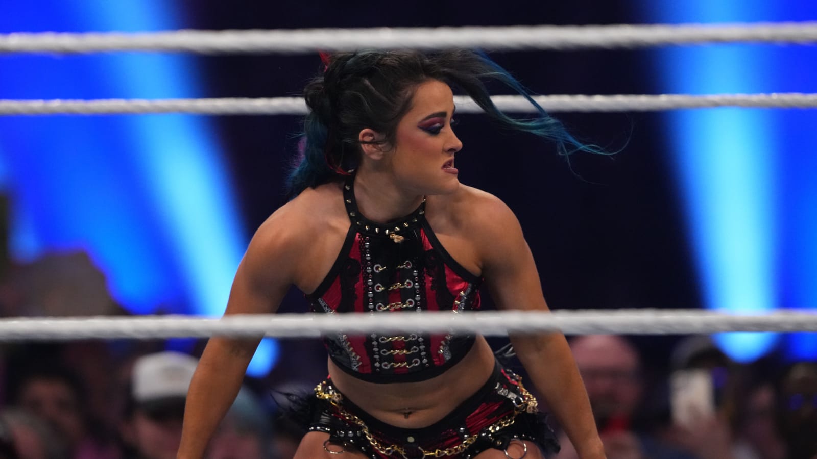 Watch: Current Women’s Champion suffers wardrobe malfunction at Royal Rumble; gets helped out by fellow opponent