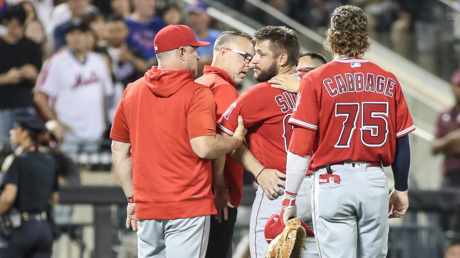 Angels share update on pitcher hit in head by infield throw