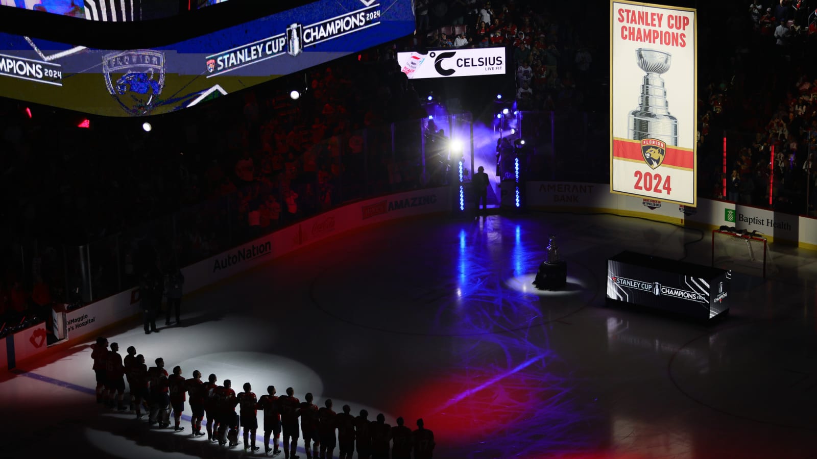 Watch: Panthers raise Stanley Cup banner, then score two quick goals