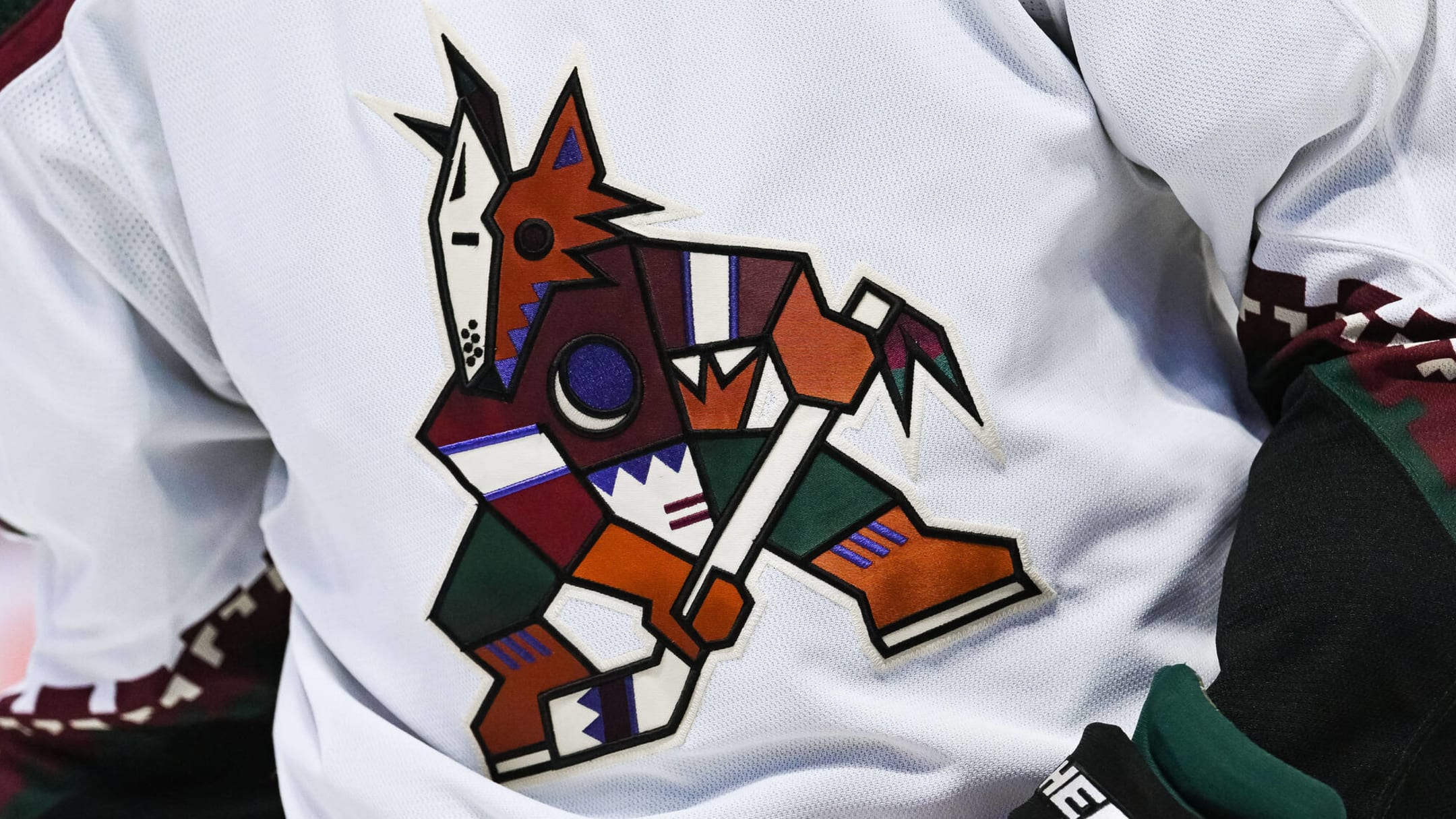 A detail view of an Arizona Coyotes jersey in the Western