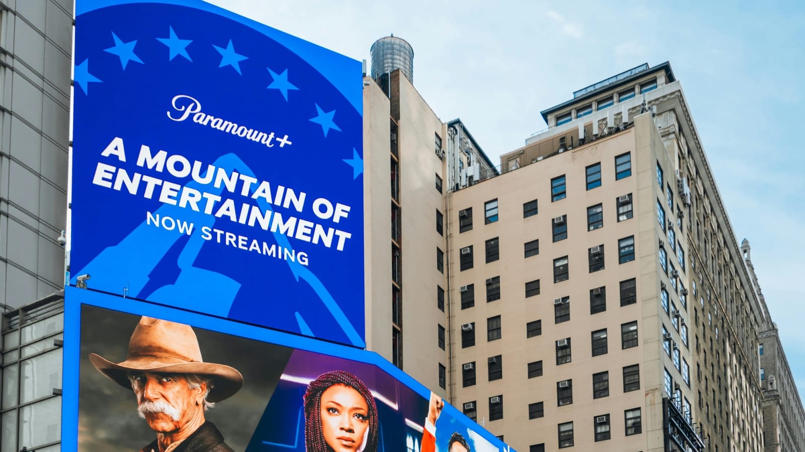 Billboard for Paramount Plus on the side of a building