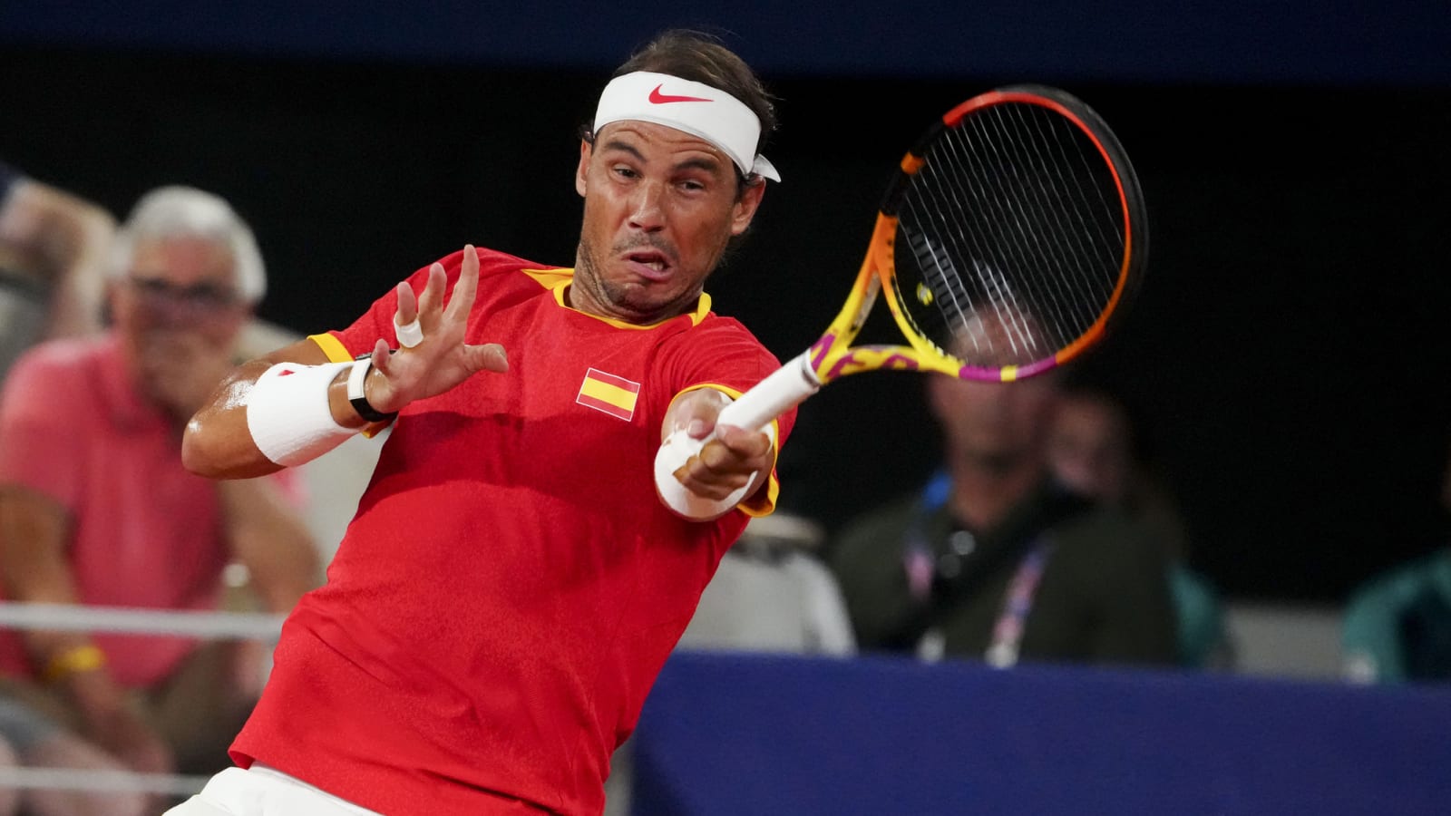 Spain’s Davis Cup captain David Ferrer reacts to Rafael Nadal being named in the team alongside Carlos Alcaraz