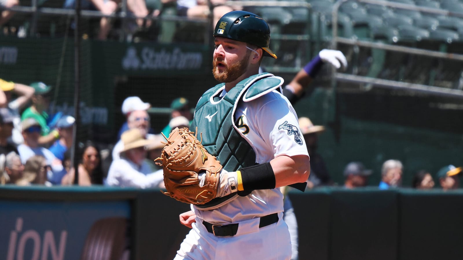 Watch: A's catcher gives fans fun sendoff following ejection