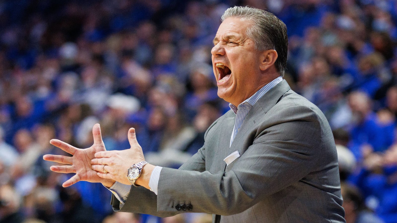 John Calipari has heated moment with ref during UK's win