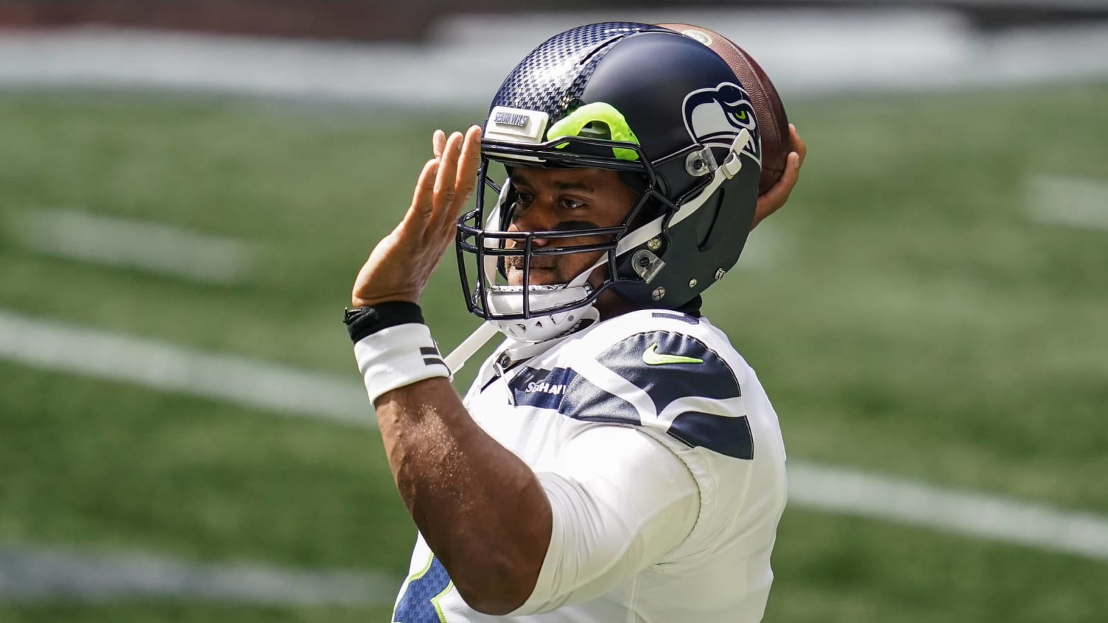 Seattle Seahawks quarterback Russell Wilson (3) reacts during the second  half of an NFL football game against the Carolina Panthers in Charlotte,  N.C., Sunday, Dec. 15, 2019. (AP Photo/Brian Blanco Stock Photo - Alamy