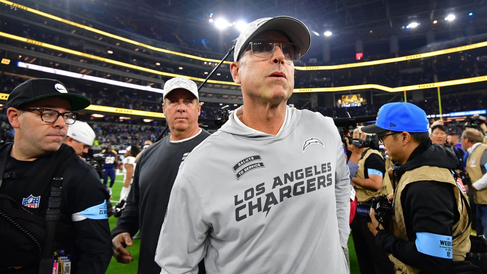 AFC Notes: Jim Harbaugh, Isiah Pacheco, Chargers, Chiefs, Raiders