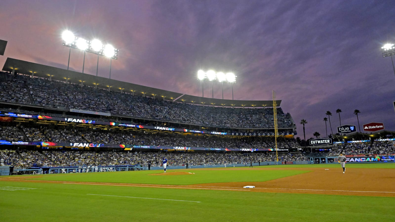 Dodger Stadium resembles an island amid Tropical Storm Hilary