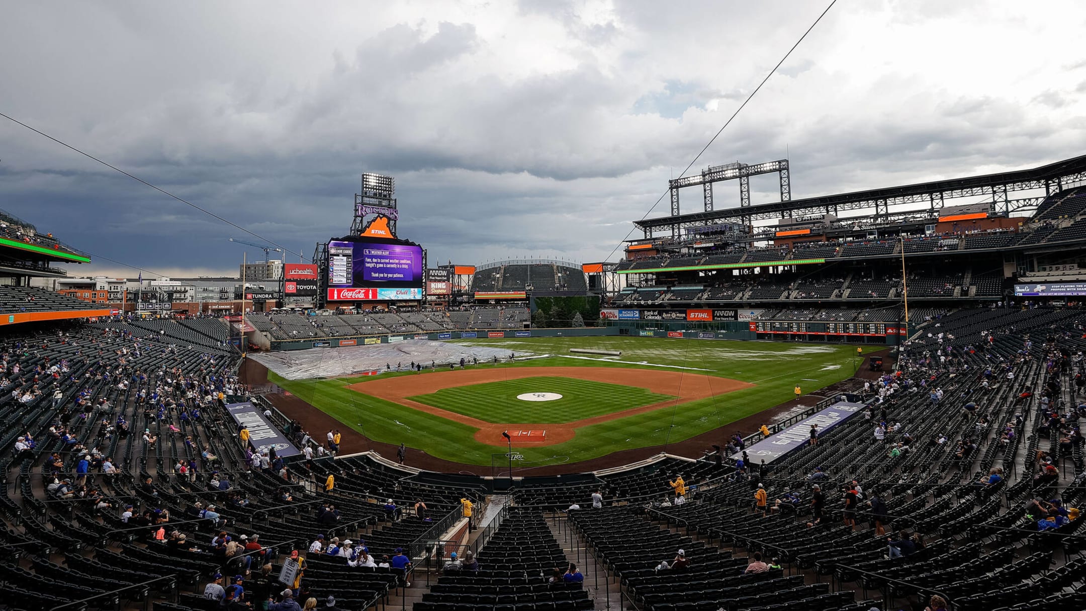 Rockies dugout filled with 'almost two feet' of hail before game