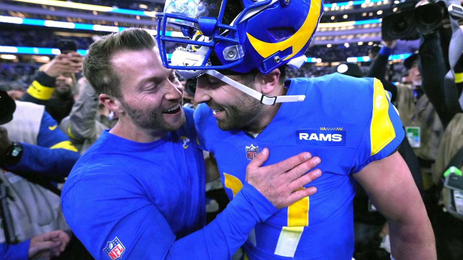 Watch: Baker Mayfield does helmet-less headbutt after win