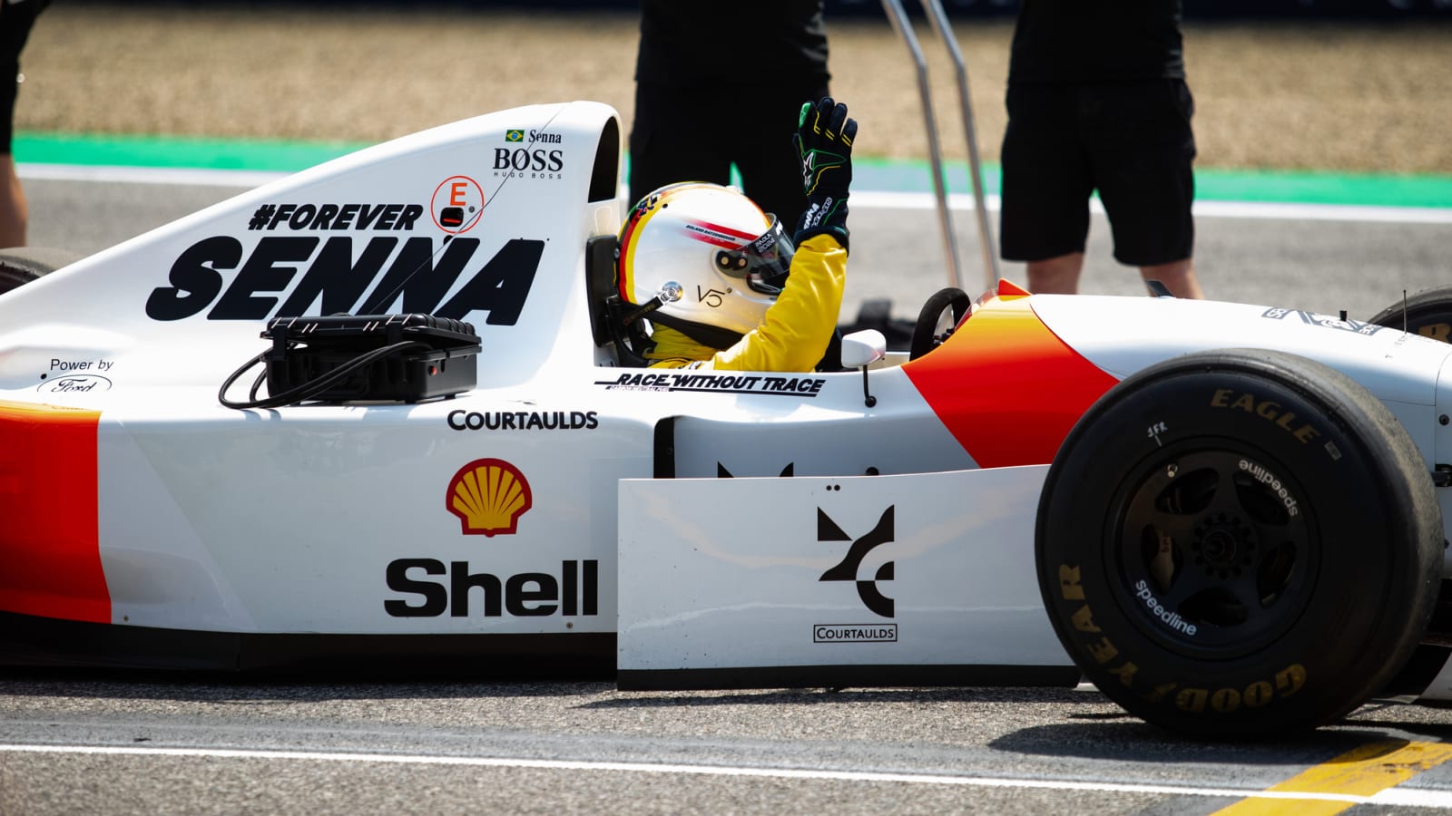 A three-way battle is underway for Ayrton Senna's No. 12
