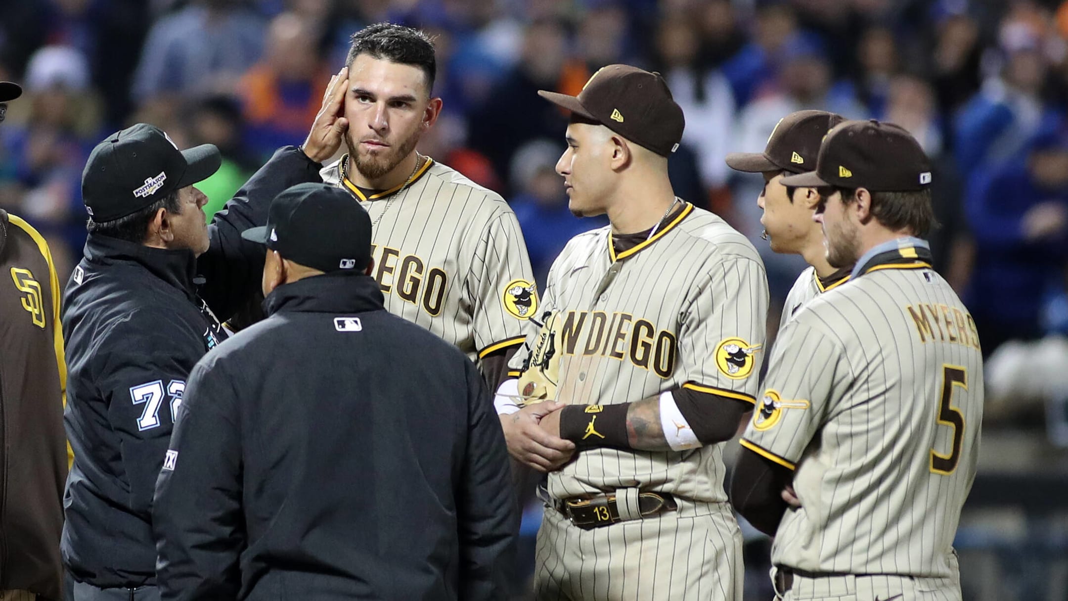 Umps check Padres pitcher Musgrove's ears for sticky stuff