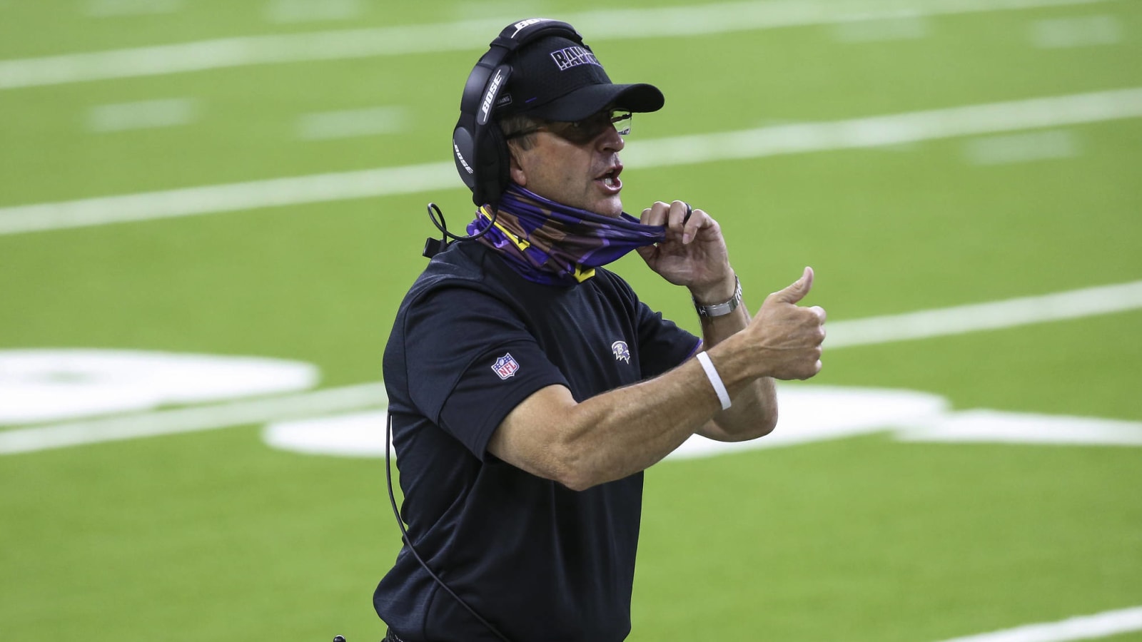 John Harbaugh defends his mask wearing