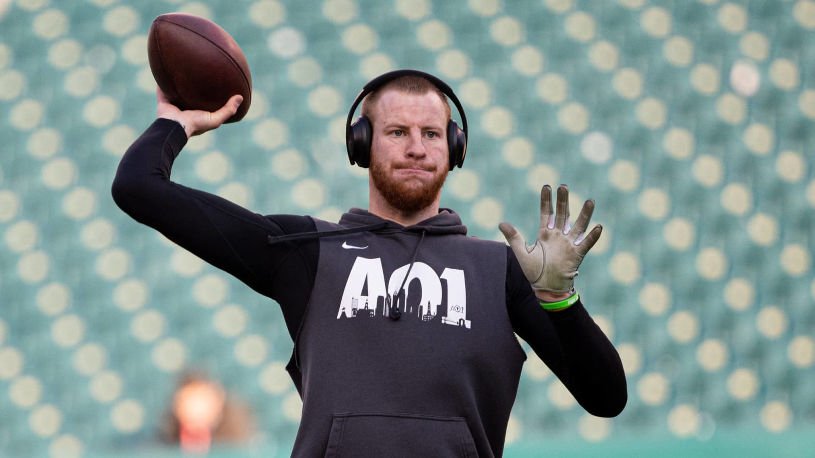 Carson Wentz’s wife reportedly taken to locker room after concussion testing