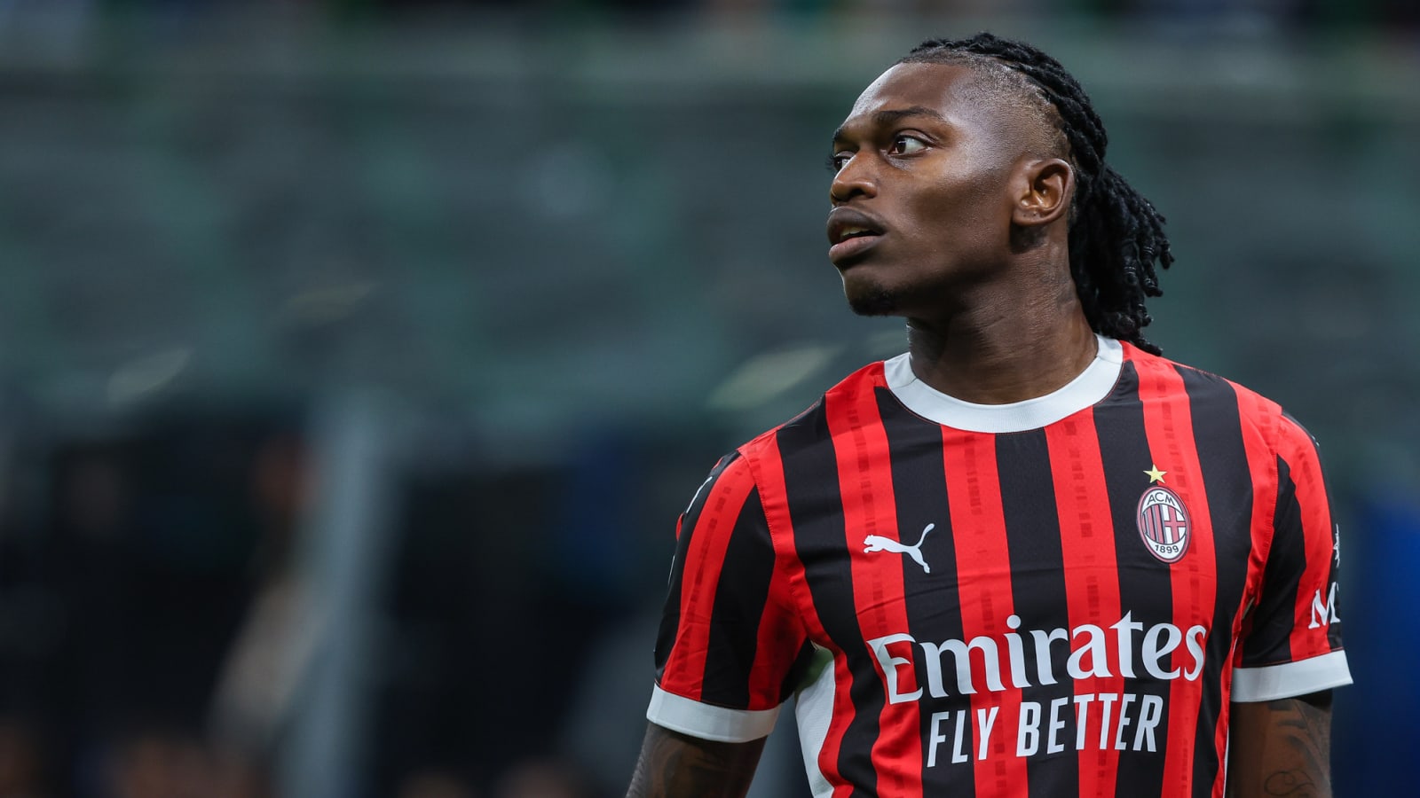 Rafael Leao ‘covers’ Inter Milan flag with AC Milan kit after picking up thrilling 2-1 victory in Milan derby