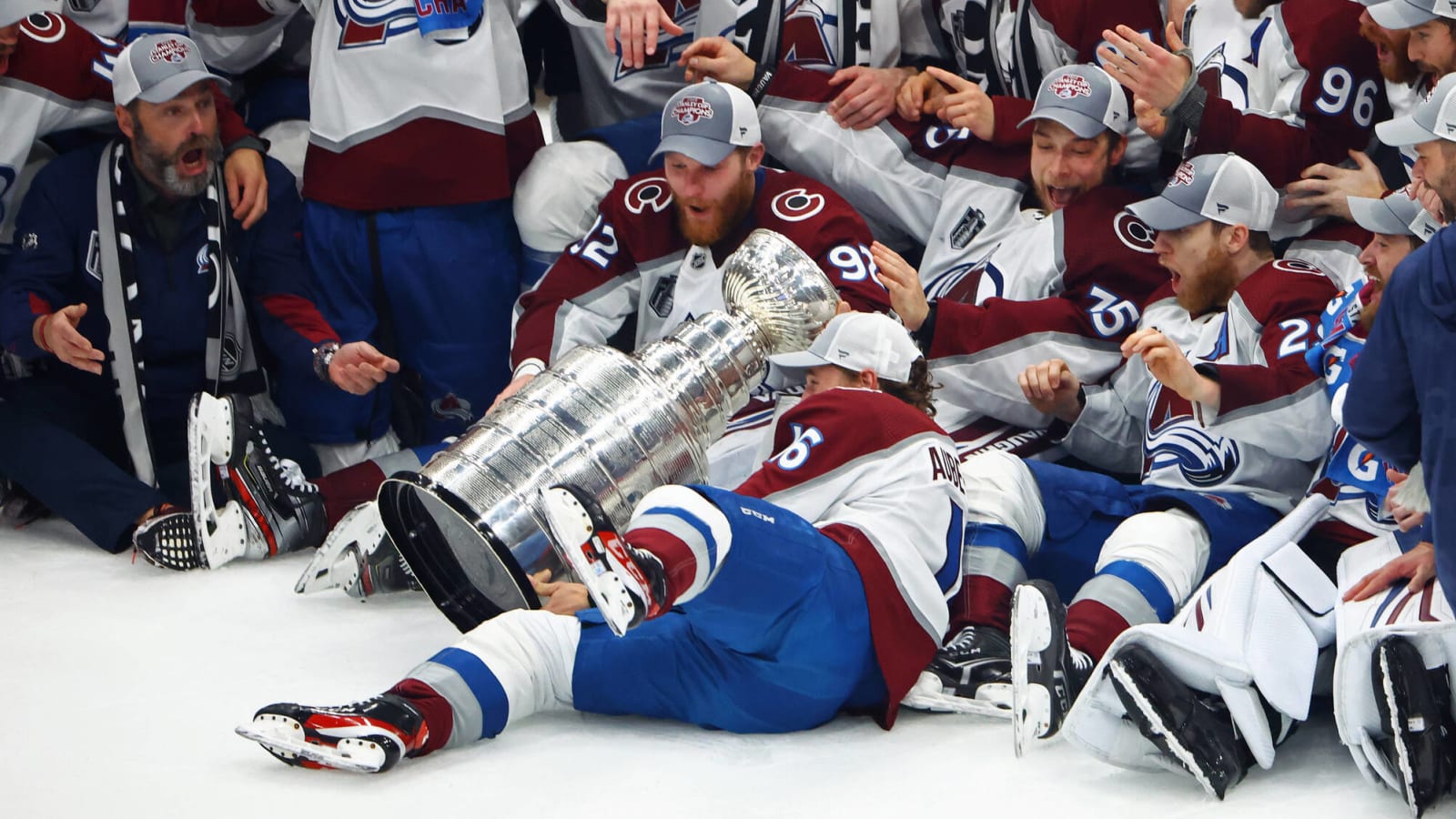 Aube-Kubel dents Stanley Cup during postgame celebration