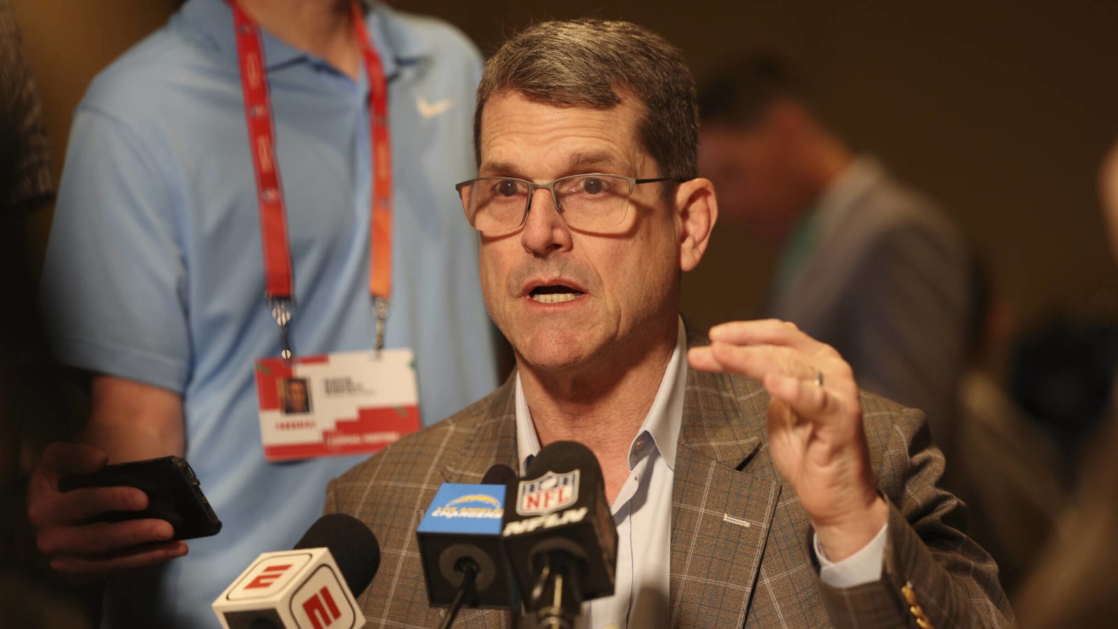 Jim Harbaugh speaks Chargers' dream scenario into existence in latest mock draft