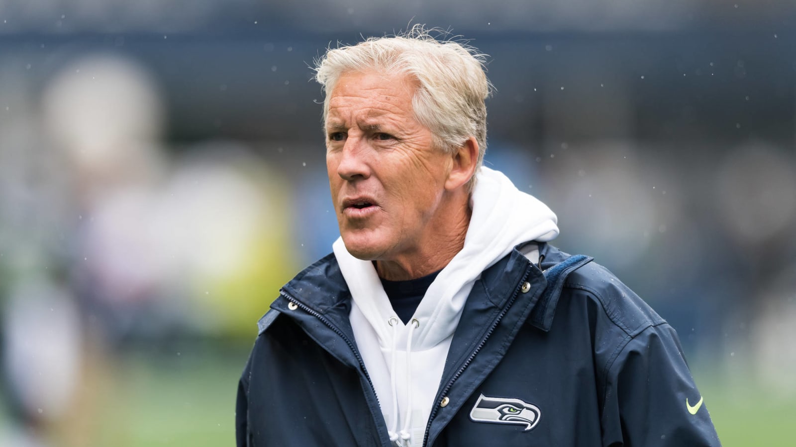 Pete Carroll has bandage on nose after being hit by ball in face