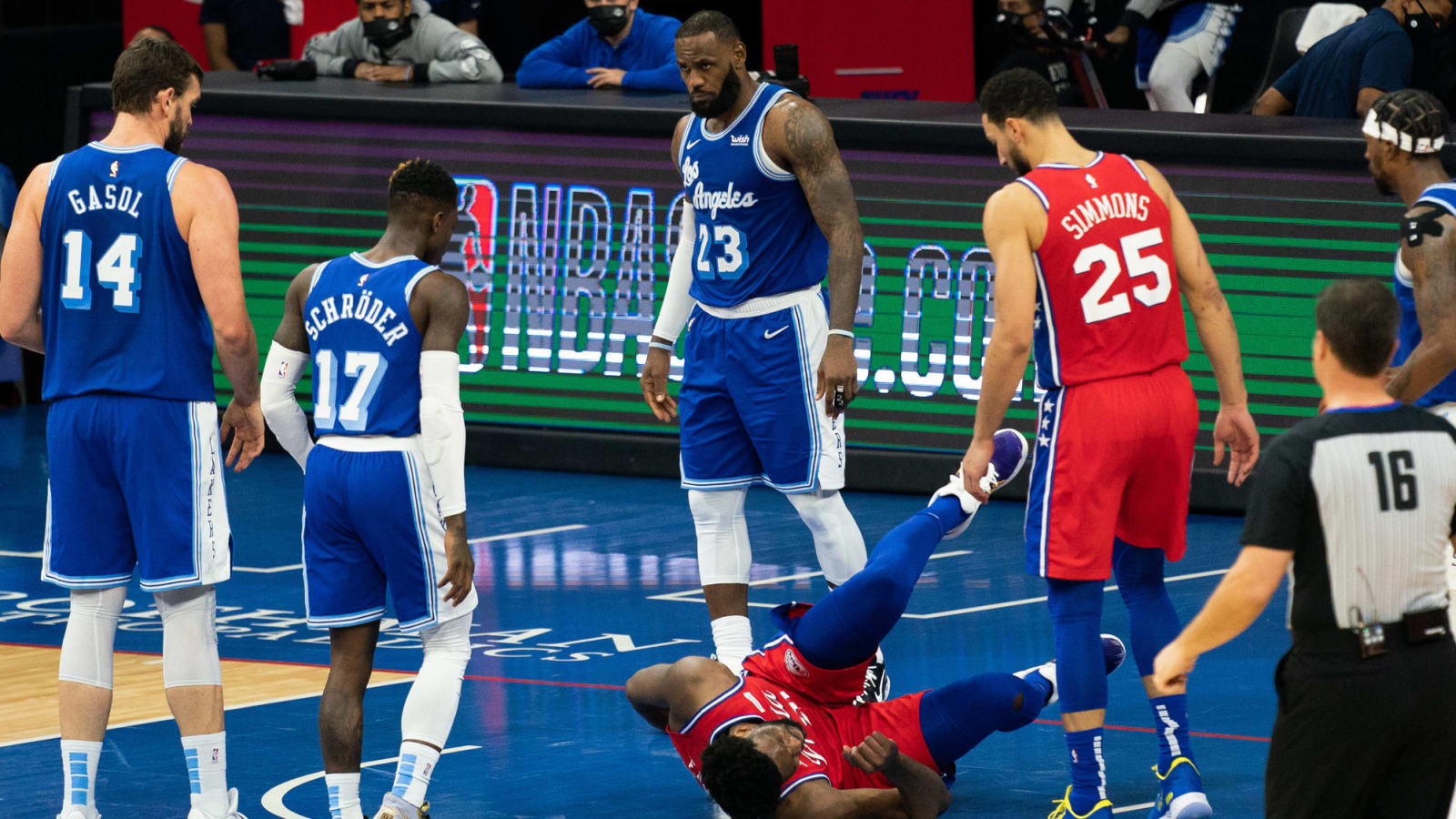 Flagrant foul by LeBron led to Embiid's back issue?