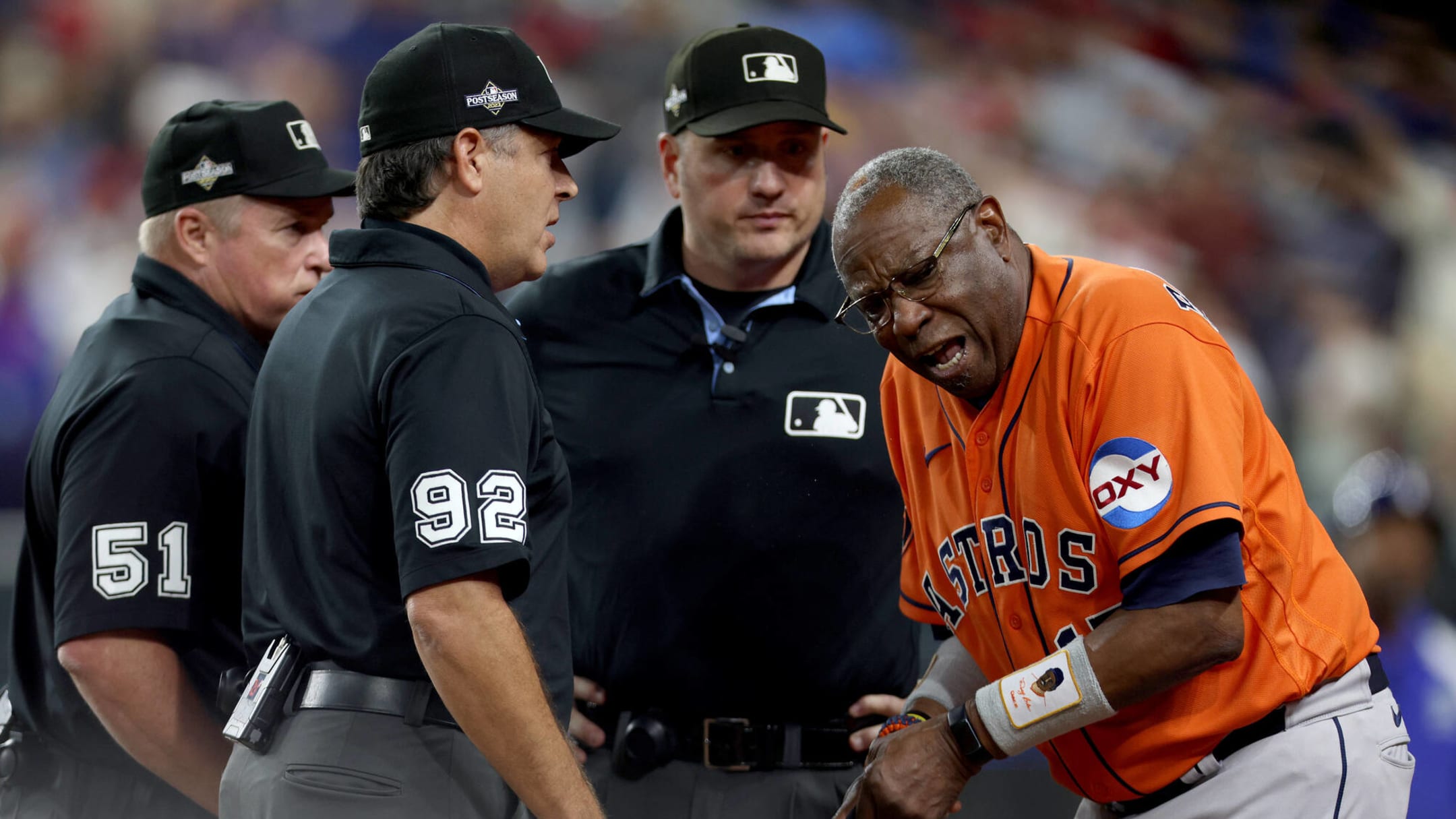 Why were Bryan Abreu, Adolis Garcia ejected? Astros reliever hits