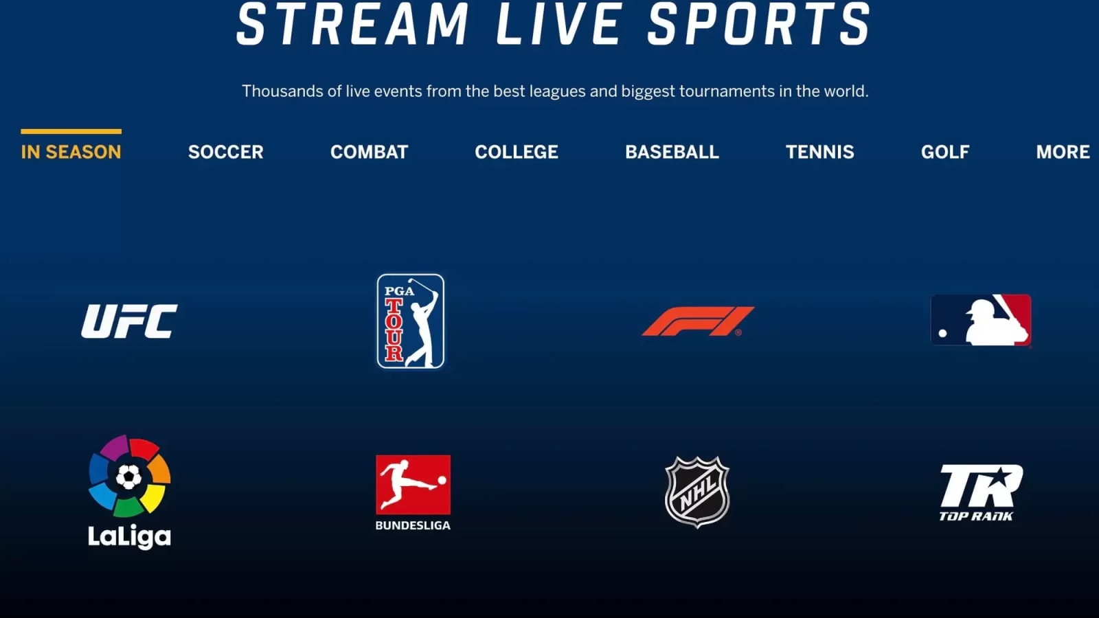Live Sports Interface Showcasing ESPN Channel Coverage