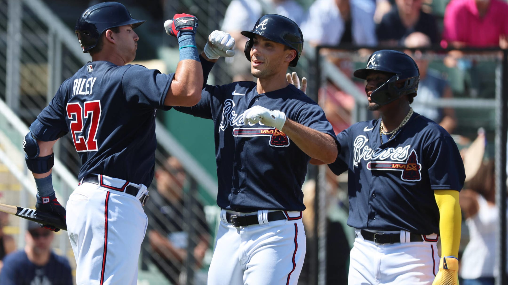 Custom 27 Austin Riley 28 Matt Olson Baseball Jerseys 13 Ronald