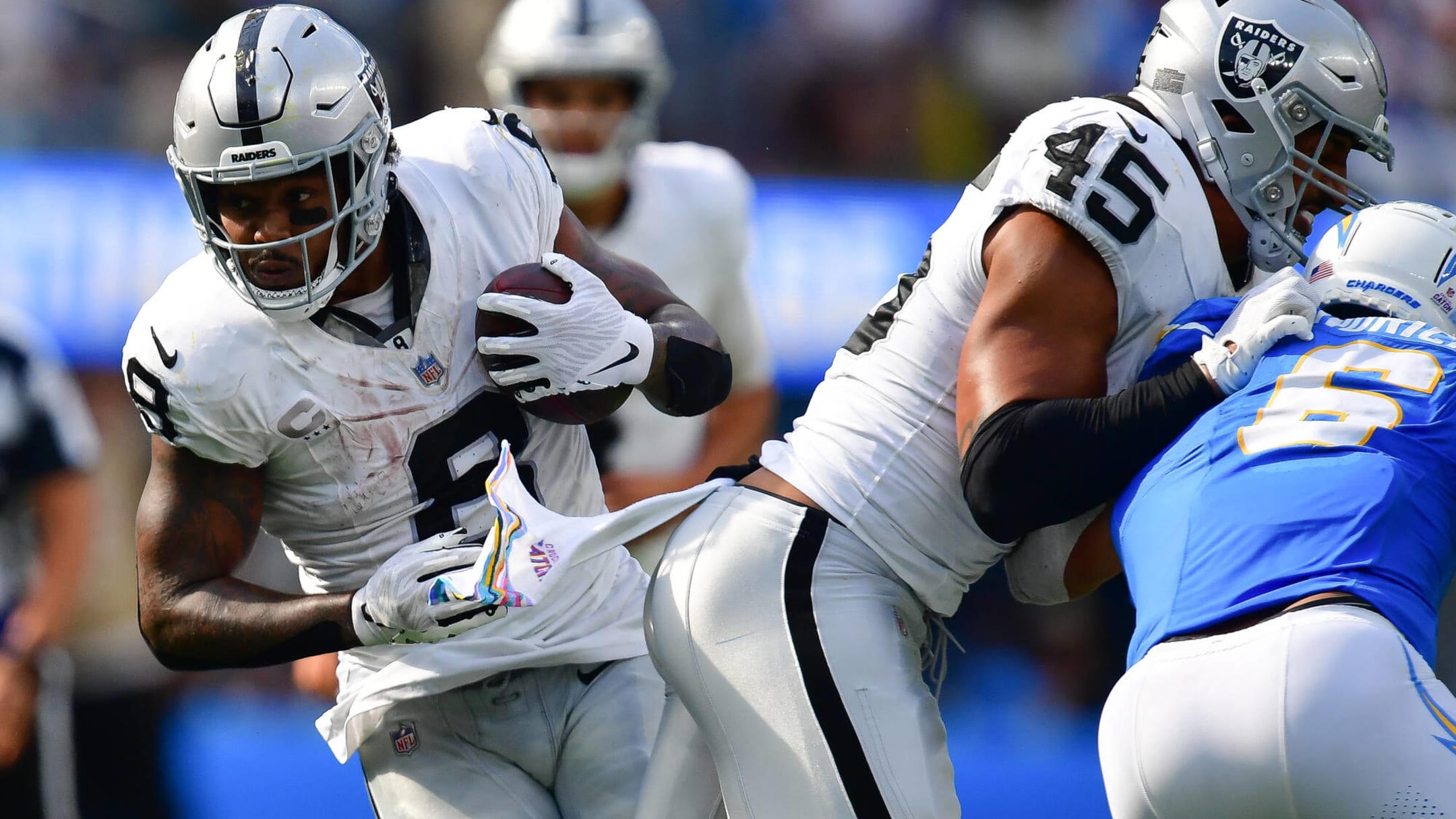 Running back Josh Jacobs' sound on the field from the Raiders'  season-opening win vs. Denver Broncos