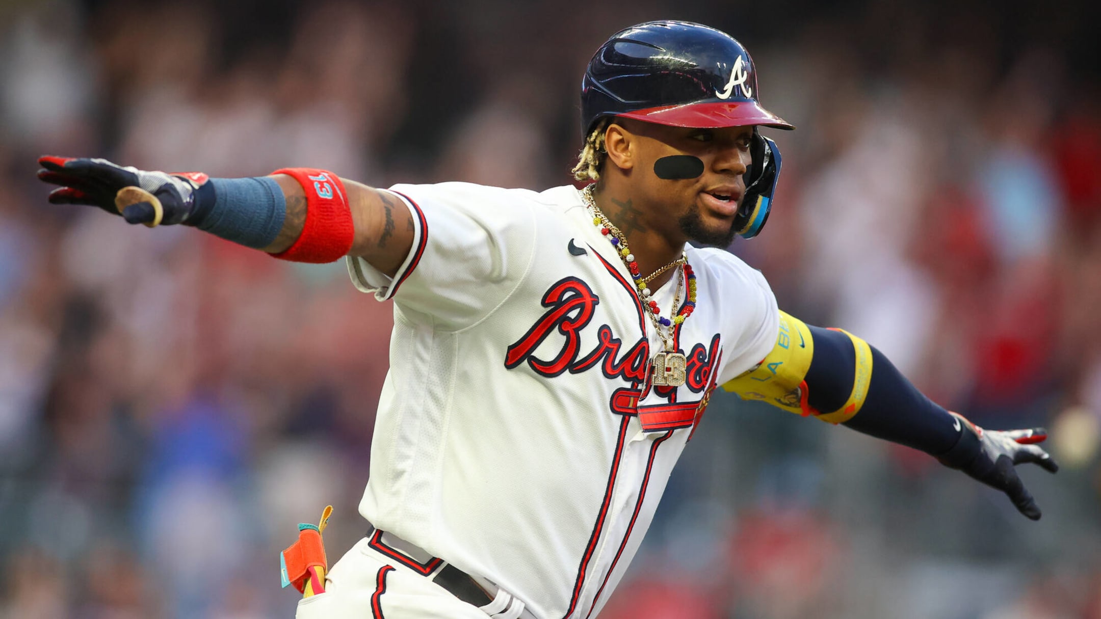 Wholesale Men's Atlanta Braves Ronald Acuna Jr. White 2022 M-Lb