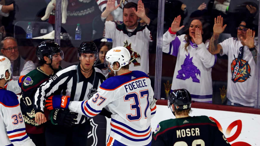  Warren Foegele hits 20-goal mark as Oilers have last dance in the desert