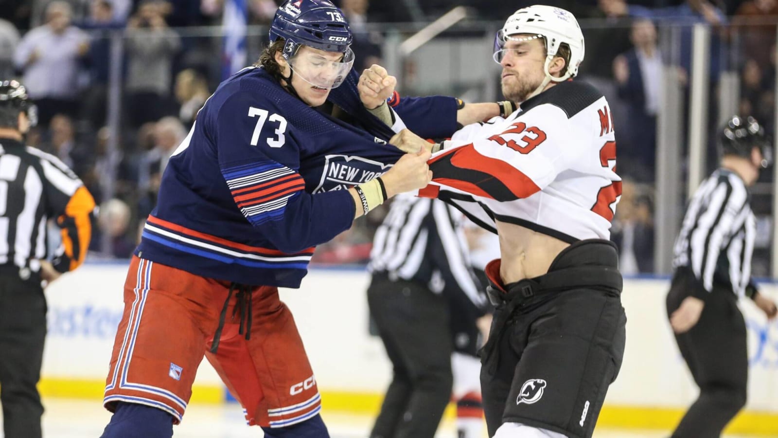 Devils, Rangers assessed 164 PIM, 8 ejections after first-period line brawl