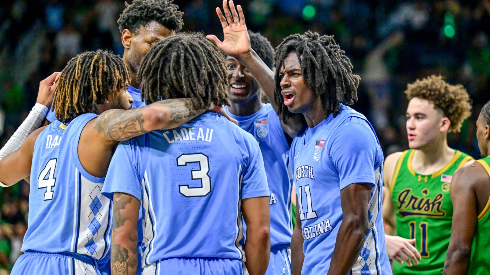 Late four-point play gets North Carolina past Notre Dame
