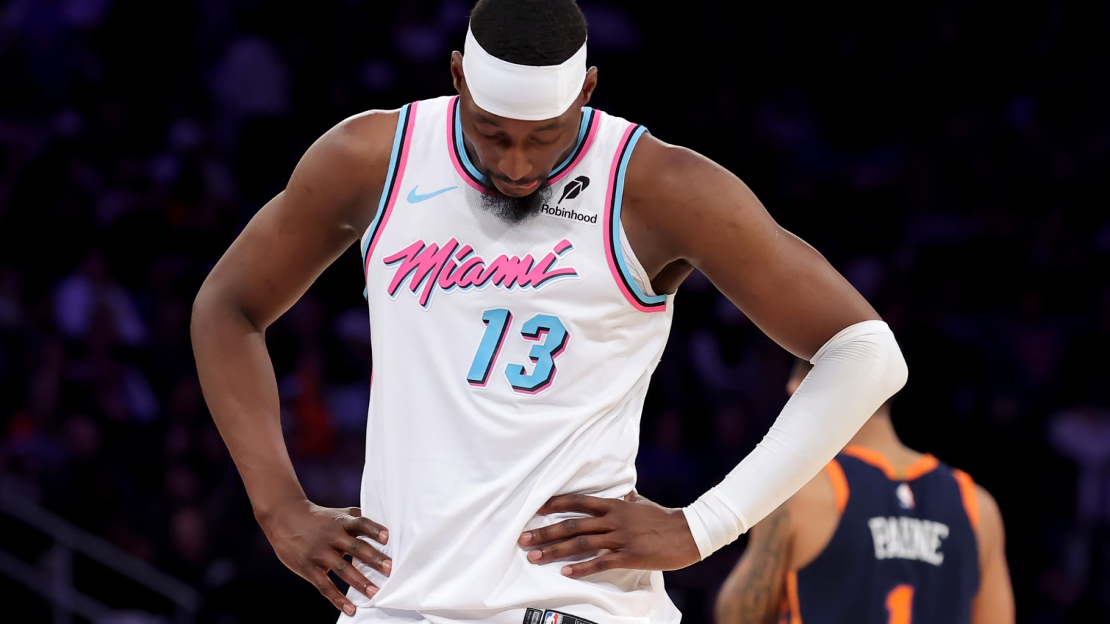 Bam Adebayo reacts during the fourth quarter against Knicks at MSG