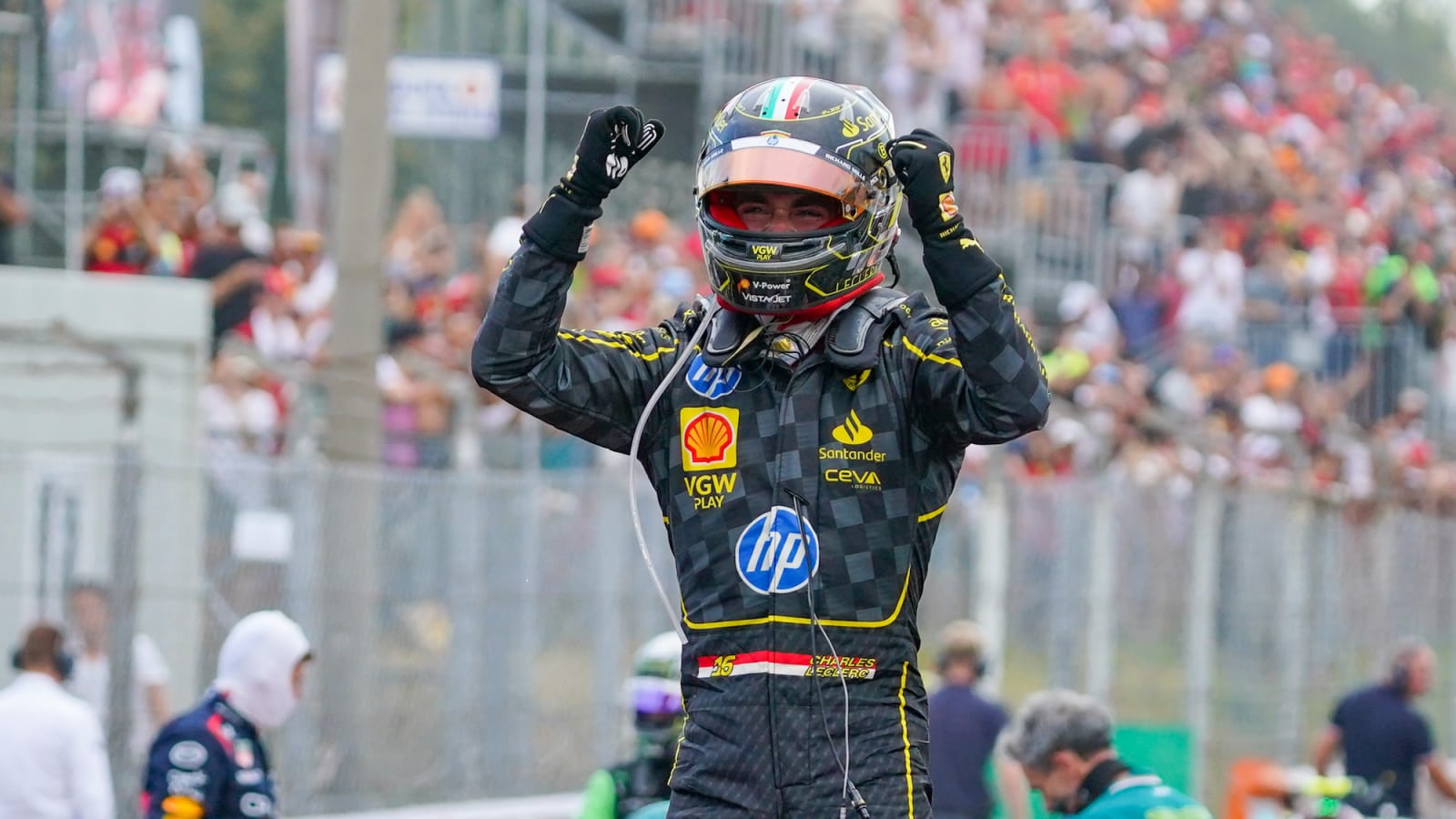 Watch: Young Charles Leclerc fan cries his heart out after Ferrari driver's brilliant Monza win