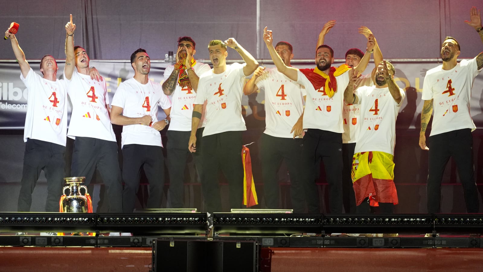 'Where is Musiala?' Alvaro Morata goes wild during trophy celebrations in Madrid