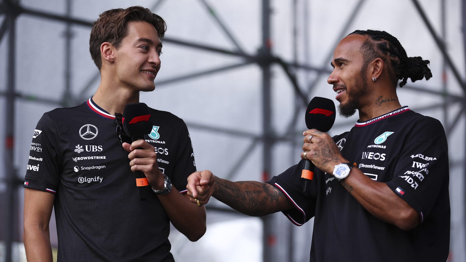 Watch: Katy Perry fan Lewis Hamilton has a hilarious chat with Swiftie George Russell over music genres in Baku