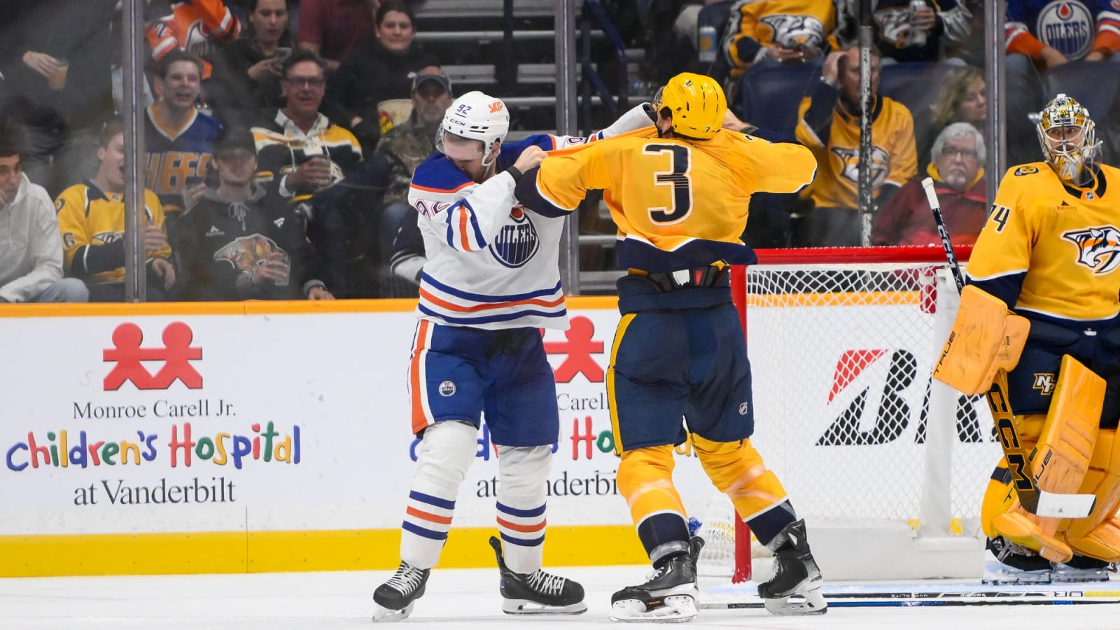 Watch: Vasily Podkolzin lands knockout punch in first fight with Oilers