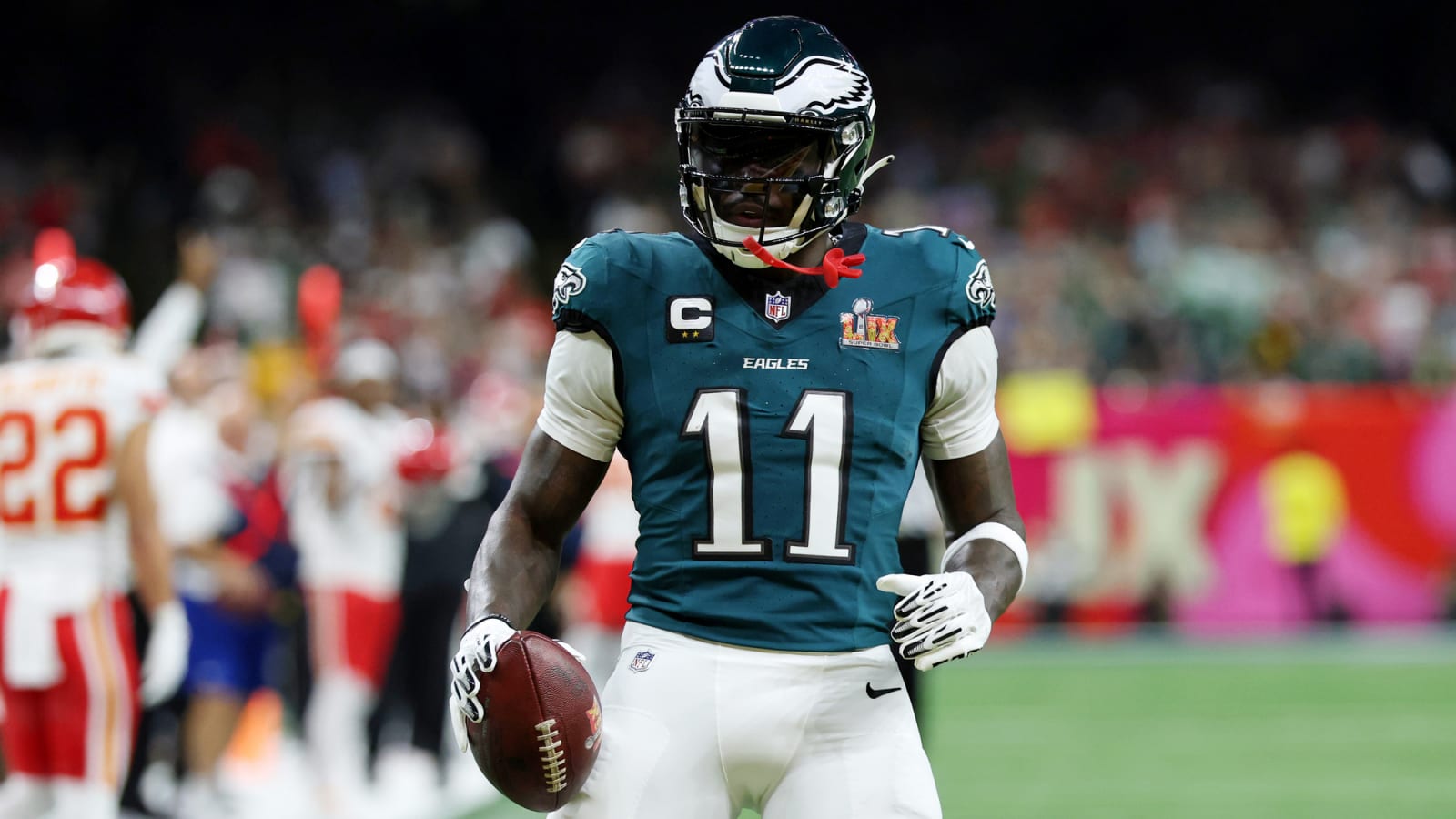 Super Bowl has controversial offensive pass interference call against the Eagles right off the bat