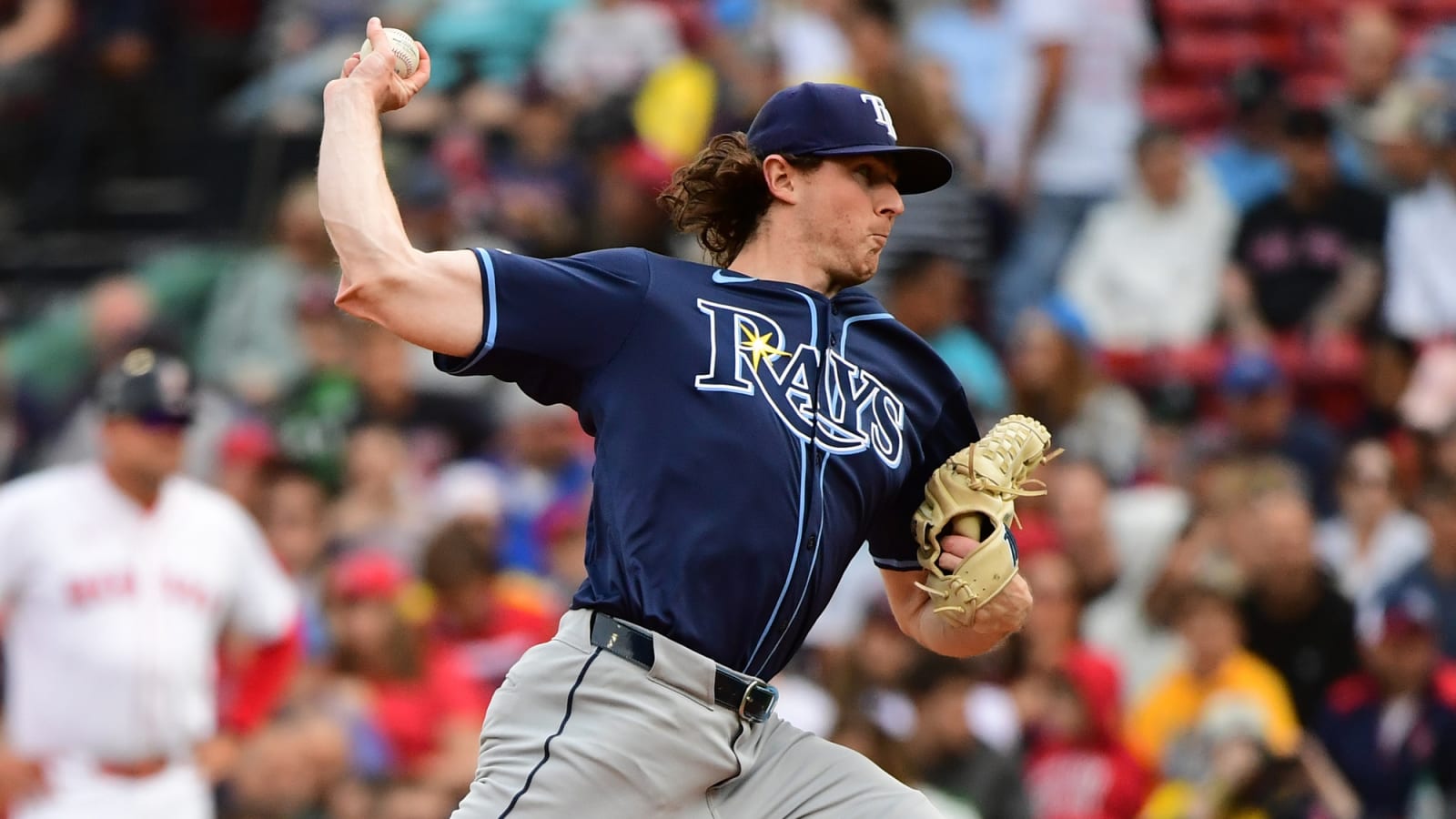Ryan Pepiot pitches against Red Sox in the first inning at Fenway Park