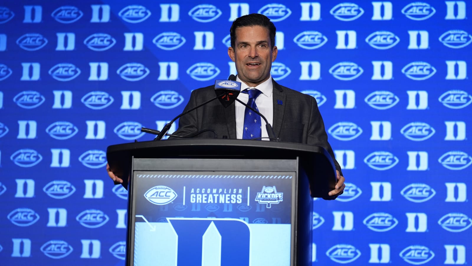 Manny Diaz speaks at ACC Kickoff in Charlotte