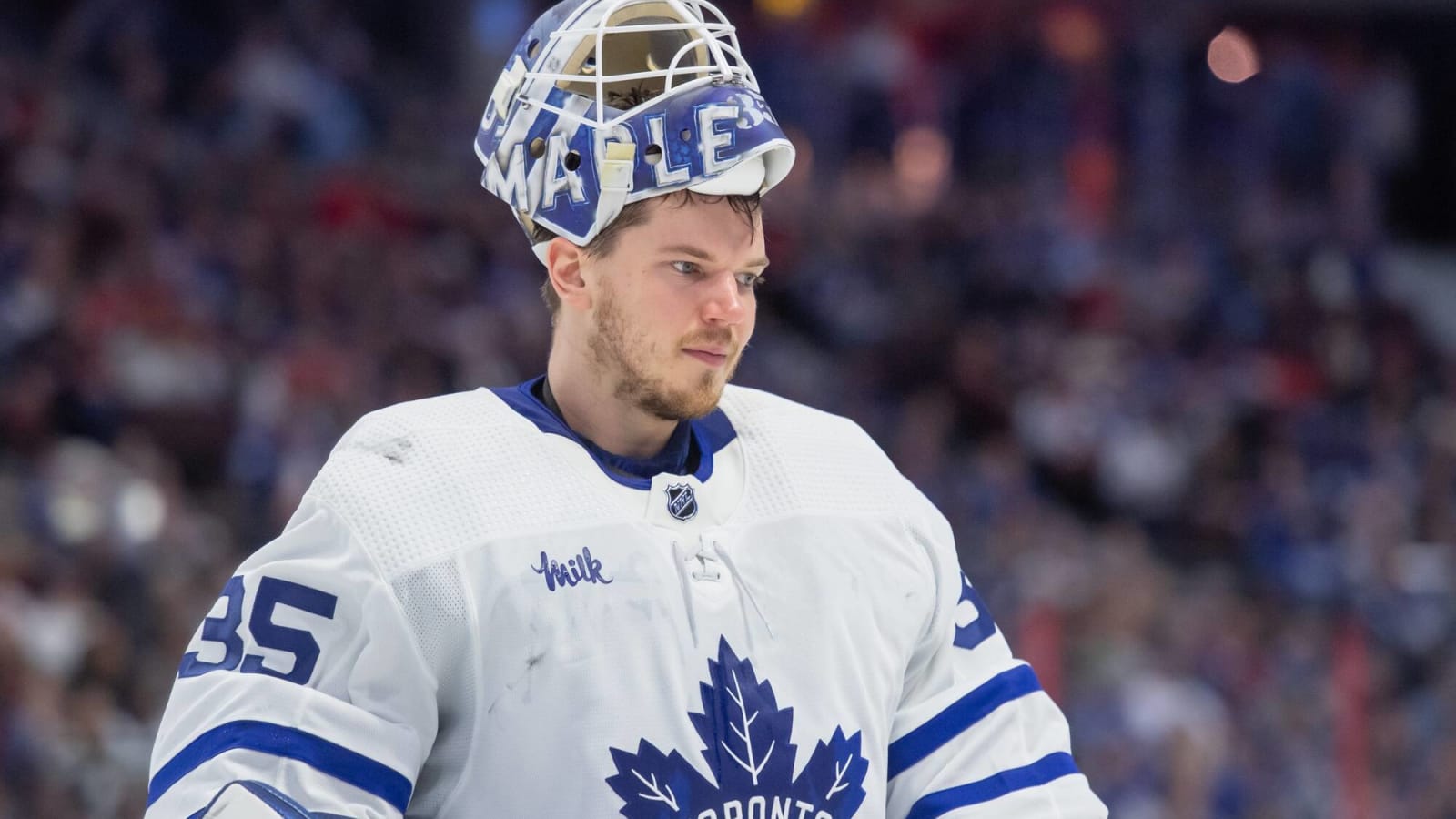 Maple Leafs’ Ilya Samsonov exits Saturday’s game against the Oilers with an injury