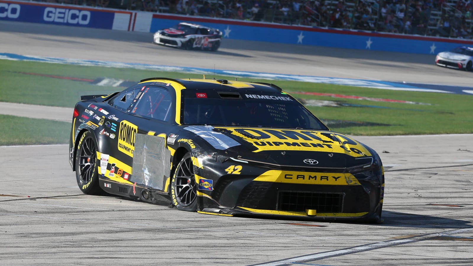 Watch: John Hunter Nemechek slammed into Alex Bowman at Texas after Christopher Bell’s spin