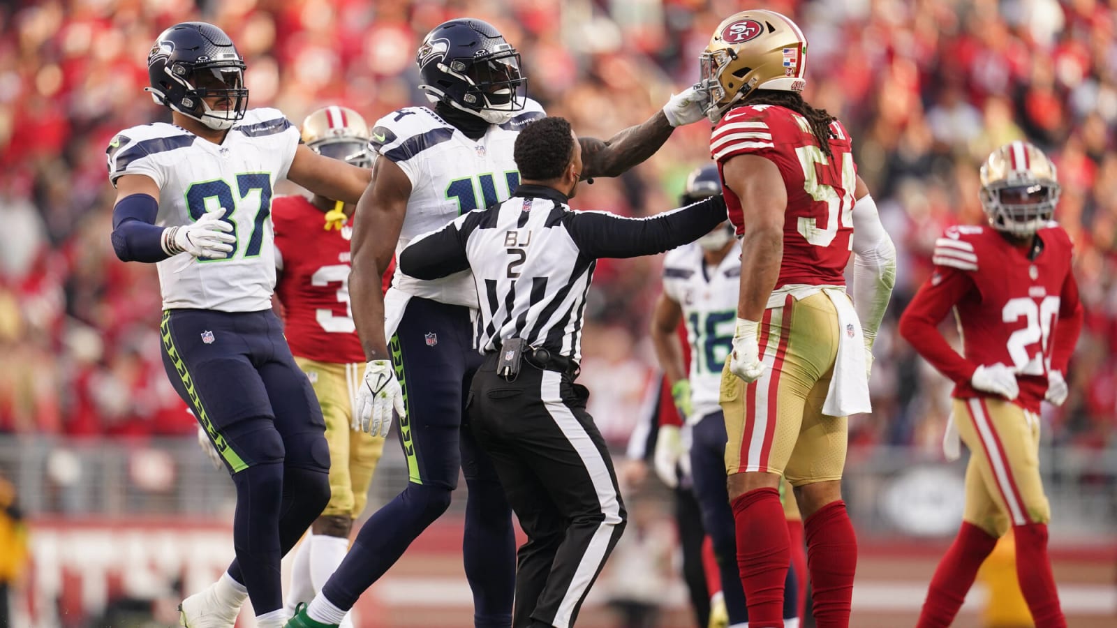 49ers-Seahawks: DK Metcalf, Fred Warner give different viewpoints of scuffle that led to ejections