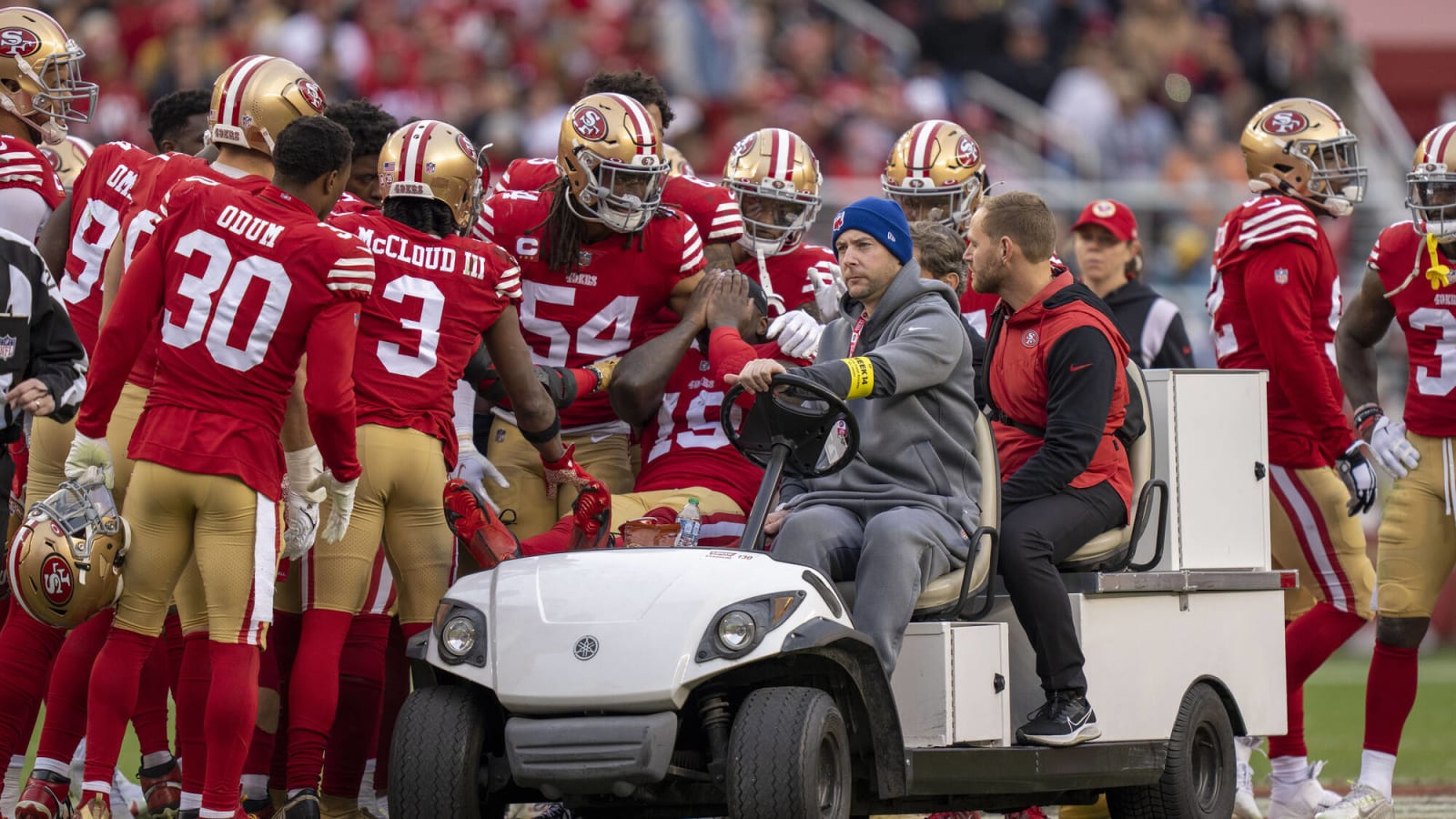 49ers' Samuel believed to suffer high-ankle sprain